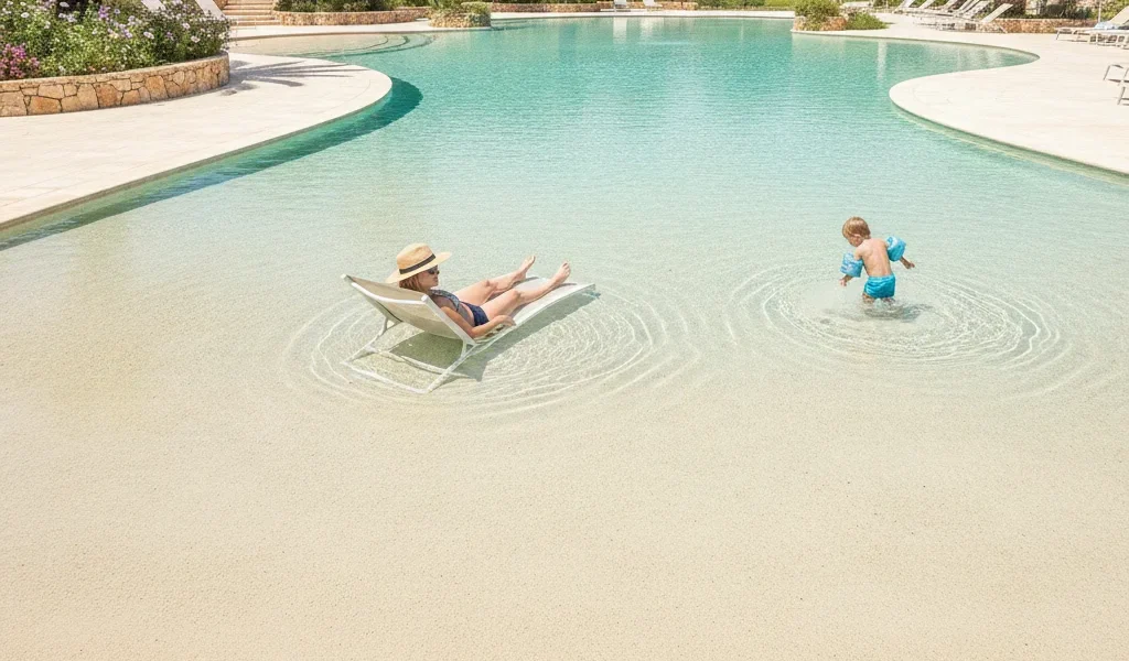 Plage immergée de piscine, avantages, prix et conseils - plage immergee piscine